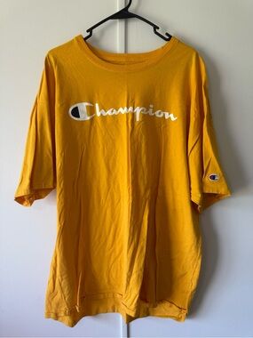 Champion Yellow Logo T-shirt with Blue Print